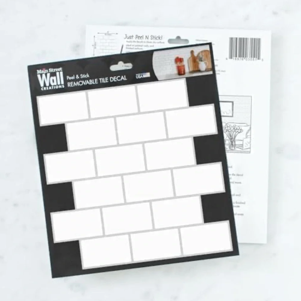 24 Sheets Pack. 8”x8” Removable White Tile Decal for Walls